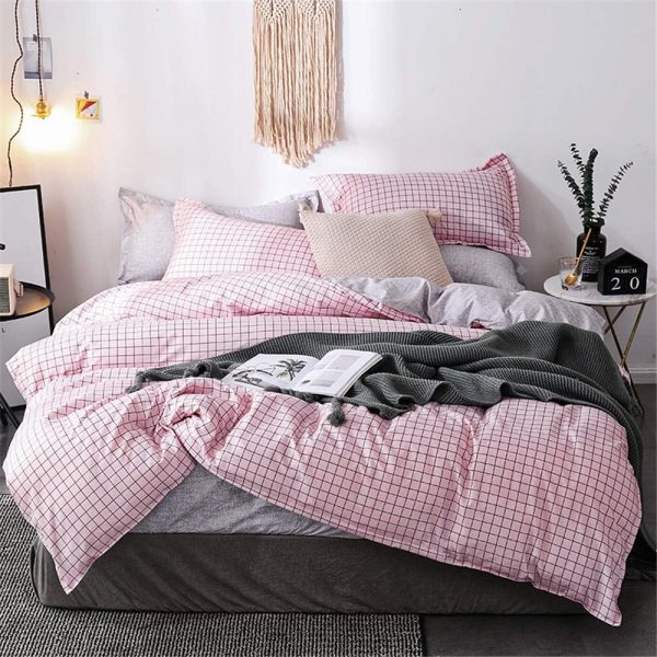 Tendido Acolchado Cuadros Rosa - Cama Doble - 110