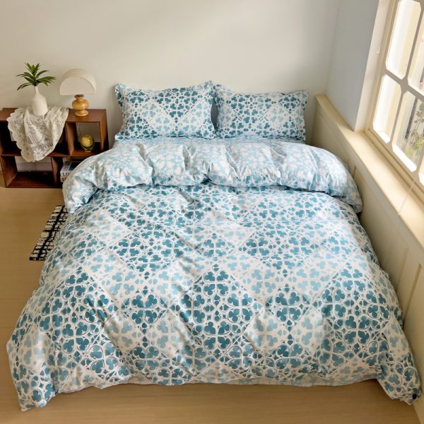 Tendido Acolchado Mosaico Azul - Cama Queen - 160