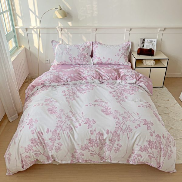 Juego de Sabana 100% Algodón Pradera Rosa - Cama Doble - 140