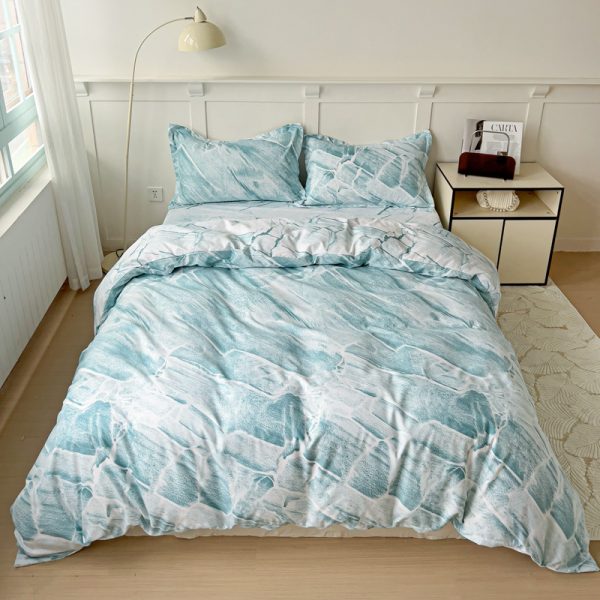 Juego de Sabana Marmol Aqua - Cama King 200