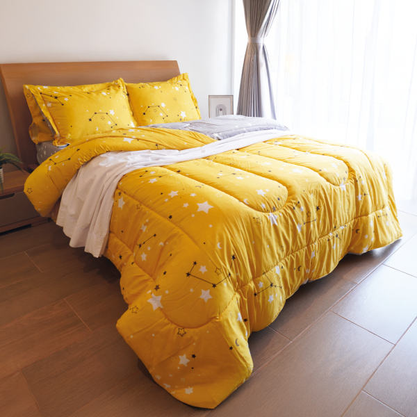 Tendido Acolchado Estrellas Amarillo - Cama Doble - 140