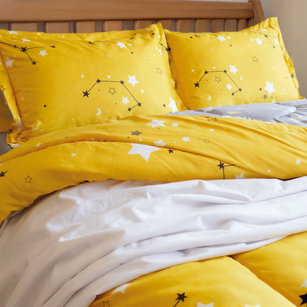 Tendido Acolchado Estrellas Amarillo - Cama Queen - 160