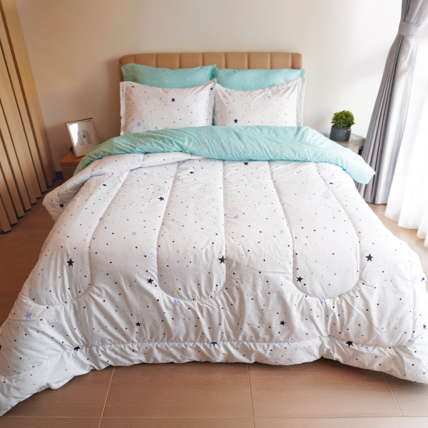 Tendido Acolchado Estrellas Celeste - Cama Doble - 140