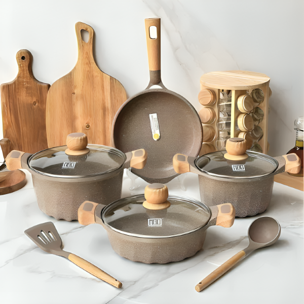 Juego de Ollas y Sartenes Antiherentes de Piedra Maifan