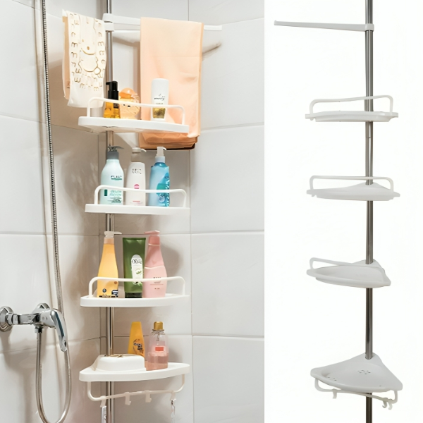 Esquinero para Ducha Baño en Acero 4 niveles alto máximo 320 cms